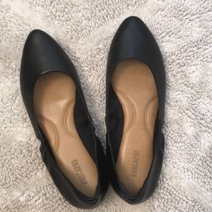 Black leather ballet flats with padded insoles